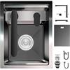 XDCXYD Nascosto Lavandino Bar Cucina con Rubinetto Pieghevole, Lavandino Bar a Vasca Singola Sottopiano in Acciaio Inossidabile Nascosto per Piccole Cucine Bar RV (Black B, 35x45x22CM)