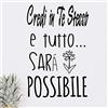 Docliick Adesivo da parete in vinile con frase in italiano CREDI EN TE adesivi murali frasi in italiano citazione, decorazione da parete, Wall Stickers, Art Sticker Decal Mural DC-18030