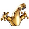 Sticque Rubinetto Bagno Lavabo Doppia Leva Miscelatore Lavabo Bagno Stile Moderno Ottone Rubinetto Bagno, Acqua Calda E Fredda Disponibile, Valvola In Ceramica, Oro