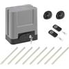 CO-Z 280W Motore Cancello Scorrevole Kit Automazione Cancello Scorrevole per Cancello Fino a 600kg 12 m con 2 Telecomandi, Cremagliera 8x0.5M e Sensori a Infrarossi per Giardino Garage