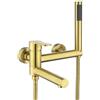 AWDOAJOI Rubinetto Per Vasca Da Bagno Rubinetto Miscelatore Vasca A Parete Ottone Monocomando, Con Doccetta E Tubo Da 150cm, Per Doccia Da Bagno, Oro Spazzolato