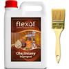 FLEXOL Olio di lino per legno, per interni ed esterni, impregnazione naturale, 2L, incolore,