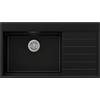 PRIMAGRAN Lavello da Cucina Nero Metallico 90x50cm, Lavandino in Granito a 1 vasca + Sifone Classico, Lavabo da Cucina Incasso al Mobile 60cm - Sydney Ergo S435