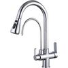 MASINIES Rubinetto Per Cucina 3 Vie Per Sistemi Osmosi Con Doccetta Estraibile A 2 Modalità, Doppia Leva Girevole A 360° Ottone Miscelatore Cucina Tre Vie Acqua Fredda E Calda Rubinetto Lavello Cucina, Cromato