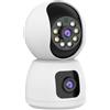 AntDau71® - Camera Wifi PTZ, con Doppia Lente, Rilevatore di Movimento, Visione Notturna, Registrazione Video HD, Microfono, Speaker, IP44, Slot Micro-Sd, Ricarica Type-C - App Yoosee - CW910