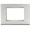 Vimar Serie Eikon - Placca Classica 3 Moduli Metallo Verniciato Eikon Argento Opaco