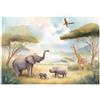 WallArena - Carta da parati fotografica per bambini - Animali Africa 200x140 cm - Carta da parati fotografica - Per la cameretta dei bambini - Effetto 3D - con Colla - Natura, animali, alberi
