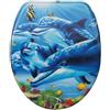 WOLTU Sedile WC con abbassamento automatico, motivo sedile WC in termoplast, coperchio stabile per WC di alta qualità, ovale, delfino