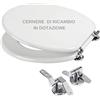Ogomondo Sedile Wc MDF Bianco Universale Sedix Plus con 2 coppie di cerniere cromo in dotazione come ricambio