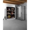 GRANISUD CABINA BOX DOCCIA NERO CRISTALLO 6 MM 2 LATI PORTA BATTENTE SU LATO CORTO ANTA FISSA 80 x 120 CM, H 200 CM