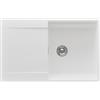 PRIMAGRAN Lavello da Cucina Bianco 78x50cm, Lavandino in Granito a 1 vasca + Sifone Classico, Lavabo da Cucina Incasso al Mobile 50cm - San Francisco Level S002
