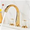Generic Miscelatore Lavabo Bagno Rubinetto per Lavabo Pomolo A Collo Di Cigno In Ottone Dorato con Cristallo 3 Fori Oro Rubinetti Monocomando Bagno