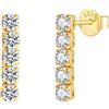 Dsnyu Orecchini da donna in argento 925, stile moderno, da tennis, row, con zirconi rotondi, in argento/oro, 15MM, Zirconia cubica