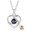 lorajewel Collana Personalizzata con Foto da Donna - Ciondolo Cuore Proiezione - Regali per Donne Festa della mamma San Valentino Natale (A-argento)