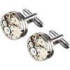 CLQ Gemelli, Orologio Vintage Steampunk Deluxe, Gemelli a Orologeria (1 Paio), con Scatola di Presentazione, Camicia da Uomo Senza Movimento di Parole Gemelli