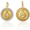 ROSA DI MANUEL Medaglia pendente Scapolare in oro sterling Madonna del Carmen e Sacro Cuore Misura 14 mm, Oro giallo, Zircone