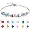 Wamantic Bracciale Donna Argento Personalizzato con 2-7 Nomi e Pietre Nascita - Braccialetto Infinito Regalo Festa della Mamma Compleanno Natale (5 pietre portafortuna 5 nomi)