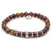 VITAE GIOIELLI Bracciale Elastico Uomo Pietra Dura Naturale di tipo Occhio di Tigre
