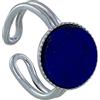 LES POULETTES BIJOUX - Anello Argento 925 Cerchio Seghettato Lapislazzuli