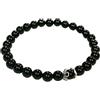 La Filigrana delle Sorelle Manunta Bracciale elastico con pietre in onice nero e SU COCCU centrale, Argento brunito, portafortuna/amuleto tipico Sardo