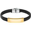 Sector No Limits SECTOR Bracciale Bandy Uomo in Acciaio Pelle riciclata Ip Oro Giallo Smalto - SZV110, 21 cm, Acciaio inossidabile => Acciaio inossidabile