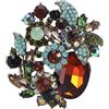 XGALBLA Spilla vintage con strass austriaci eleganti per feste e foglie di fiori, Strass di cristallo del metallo, cristallo,