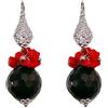 gioiellitaly Orecchini pendenti con corallo rosso e onice montatura in argento 925 chiusura monachella gioiello unico artigianale made in italy vintage