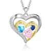 Jeweidea Cuore Collana Donna Collana con Nome Personalizzabile con Pietra Portafortuna incisione Collana Mamma Collana Donna Argento Regali Personalizzati (C-3 nome)