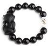 CETEOR Feng Shui Bracciale di ossidiana nera, Bracciale Feng Shui con perline di ossidiana satinata naturale, volpe di cristallo, for uomo/donna, talismano protegge fortuna, amore, denaro, ricchezza, felice