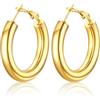 U7 Orecchini Cerchio Oro Acciaio Inossidabile Orecchini Donna Cerchio Piccolo 30mm Placcato Oro 14k Leggeri Tondi Regalo Natale per Donna Ragazza Moglie