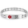 Theluckytag Braccialetti medici aggiornati con codice QR per uomo e donna, bracciale di allerta medica ID - Argento sterling, piccolo, codice 7'-9' - Più spazio per informazioni mediche di emergenza