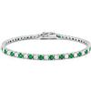 amorili Bracciale Tennis Argento 925 con Zirconi Bianchi e Colorati Alternati - Braccialetto Elegante Unisex Donna Uomo - Gioiello Luminoso Idea Regalo (bianco e verde cm 16)