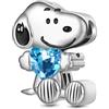 GNOCE Charm Bead Peanuts Snoopy Abbraccio seduto Birthstone Ciondolo in argento Sterling 925 Charms Bracciale/Collana Gioielli Regalo per le donne Fans (Acquamarina di marzo)