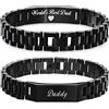 VNOX - Bracciale da uomo, per papà, in acciaio inossidabile: Bracciale da uomo, cinturino nero, adatto come regalo per compleanno e per la festa del papà., 21 cm, Acciaio inossidabile