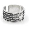 Argenteria MB Anello Ave Maria Fascia 10 mm in Argento Sterling 925 Finitura Lucida e Brunita con Preghiera per la Madonna in Rilievo, Gioiello Religioso Argento