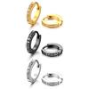 OIDEA Orecchini Cerchio Piccoli Rotondi Acciaio Inossidabile Uomo Donna Mosaico zircone Argento Nero Oro(3 Coppie)