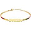 Sakrami Bracciale con Nome Tennis Personalizzato Stampatello Argento 925 Rodiato o Placcato Oro Zirconi Bianchi Rosa Multicolor, Regalo Donna Ragazza Laurea Compleanno Comunione (Dorato Multicolor)