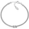 Amen Bracciale da Donna Collezione Nodo d'Amore. Gioiello Realizzato in Argento 925 di Colore rodio e zirconi Bianchi. Lunghezza: 16 + 3 cm. La referenza è BRNOAMBBZ16