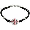 Playstation PS Bracciale Cordino Nero con Centrale Bandiera sarda Quattro Mori in Argento smaltato