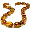 Laboratorio Italiano del Gioiello Collana in vera Ambra Baltica Naturale per Adulti Donna Pietre Ovali Color Cognac venduta in Confezione Regalo (75cm 50gr)