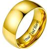 PROSTEEL Anello Incisione Personalizzata in Acciaio Inossidabile 8mm Taglia 26 in Oro Placcato (Confezione Regalo)- Anello Uomo Acciaio Inossidabile