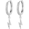 FUSHENGTER Orecchini Donna S925 Orecchini A Bottone Clip Per Orecchio Donne Illuminazione A Stella Geometrica Goccia Partylighting