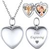 ChicSilver Collana Personalizzata Argento 925 con 2 Foto, Ciondolo Portafoto Personalizzato Argento Lunga 45+5cm, Collana Cuore Ciondolo Personalizzato, Idee Regalo per Natale Anniversario