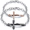 OIDEA Bracciale Coppia Lovers Braccialetto Acciaio Inox Magnete Mosaico Strass Regalo Valentine's Day Argento Nero(1 Coppia)