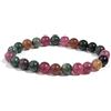 KYXSPINWARDPV Braccialetto in corda elastica con tormalina arcobaleno, 6 mm, 8 mm, 10 mm, pietra minerale naturale, tormalina arcobaleno, 8 mm, 8mm, Pietra, Zirconia cubica