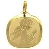 generico CIONDOLO MEDAGLIA IN ORO GIALLO 18K, 750, QUADRATO, ANGELO CUSTODE IN PREGHIERA, INCISO, LUNGHEZZA 1.5 CM, MADE IN ITALY