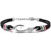 amorili Bracciale Amo da Pesca Uomo Acciaio Inox e Corda con Bandiere Italiane a Smalto - Idea Regalo per Pescatore - Braccialetto Hobby Pesca Passione Mare bcc1791