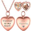 ChicSilver Collana Personalizzata Argento 925 con 2 Foto, Ciondolo Portafoto Personalizzato Oro Rosa Lunga 45+5cm, Collana Cuore Ciondolo Personalizzato, Idee Regalo per Natale Anniversario