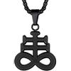 FaithHeart Nero Satanico Leviatano Croce Zolfo Collana in acciaio inox con ciondolo rotondo medaglione nero per ragazze e ragazzi