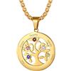 Suplight Collana Donna Acciaio Albero della Vita Rotondo Collana Donna Personalizzata con Pietra di Nascita e Nome Collana Acciaio Donna Personalizzata Collana Oro con Nome Regalo Donna e Ragazza